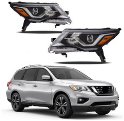 Pair Headlights Pathfinder 2017-2020 S SL SV Halogen LED DRL Right Left Headlamps