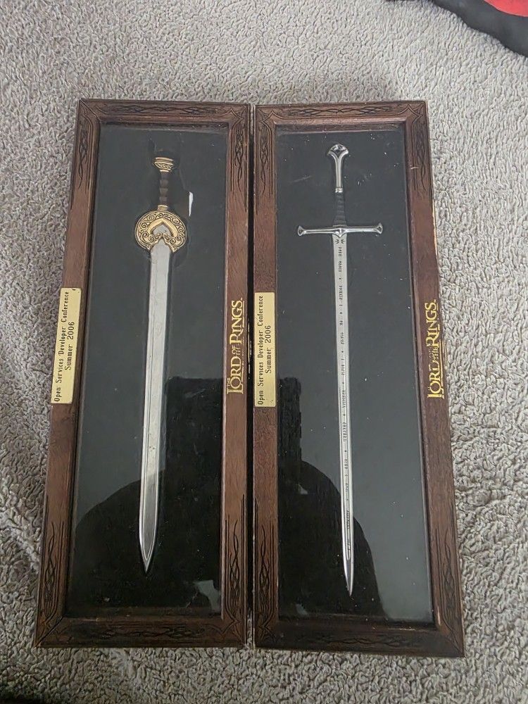 I have 2 mini swords from Lord of the Rings. I accept offers.