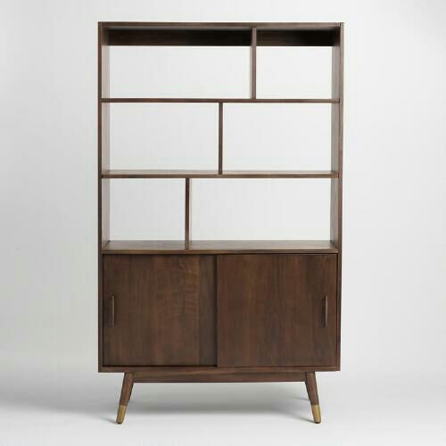 Cost Plus World Market Walnut Brown Wood Randi Mid Century Bookcase