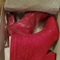 Fuchsia Sparkly Ankle Boots - Size 6 