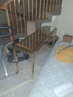 Brass table  with glass