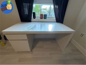 IKEA White Office Desk with Storage Drawer & Cabinet – Modern Minimalist Desk✨