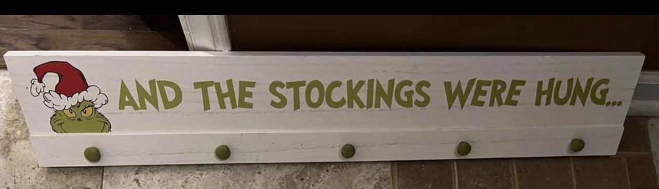 The Grinch Wood Coat Rack (almost 3ft Long)