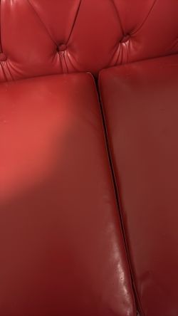 84” Upholstered Red Faux leather sofa