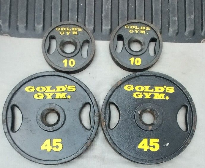 SET OF GOLDS GYM OLYMPIC PLATES (PAIRS OF) : 45s & 10s