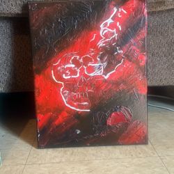 New Abstract Skull/Knife Acrylic Painting By 