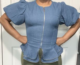 Denim Peplum Top