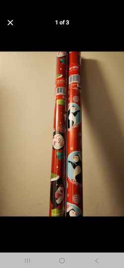 Penguin Christmas Wrapping Paper. 2 Rolls. NEW