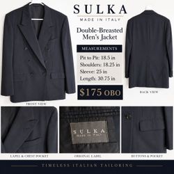 SULKA Made in Italy Double-Breasted Men’s Jacket – $175 OBO