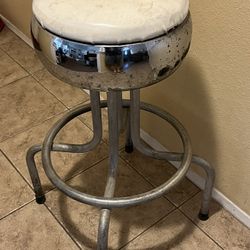 1950's Vintage Bubble Chrome Stool 30” Tall