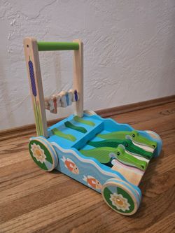 Wooden Baby Push Walker with Crocodile Blocks