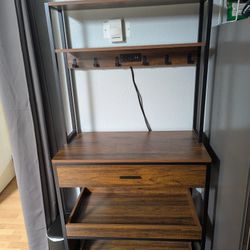 Metal and Wood Backer's Rack With Electric Outlets
