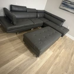 Gray Sectional With Ottoman Originally 1200 Barely Used