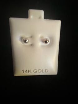 14K white solid gold earrings stud