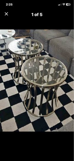 Chrome drum side / end tables