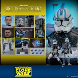 Hot Toys TMS133 ARC Trooper Echo Star Wars The Clone Wars 1/6 Figure