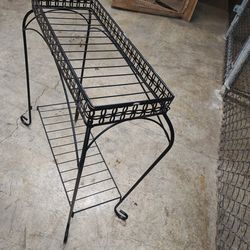 Black Metal Plant Stand with Two Tiers