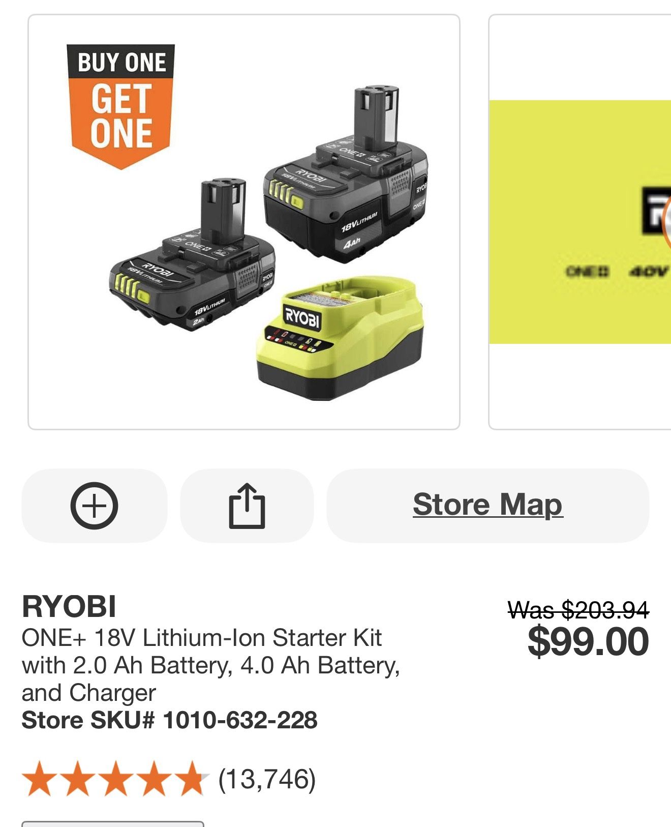 Ryobi ONE+ 18V Lithium-Ion Starter Kit