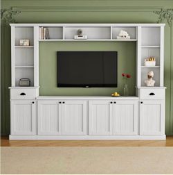 NEW Entertainment Wall Unit Set with Bridge Ample Storage Space for TV upto 75”
