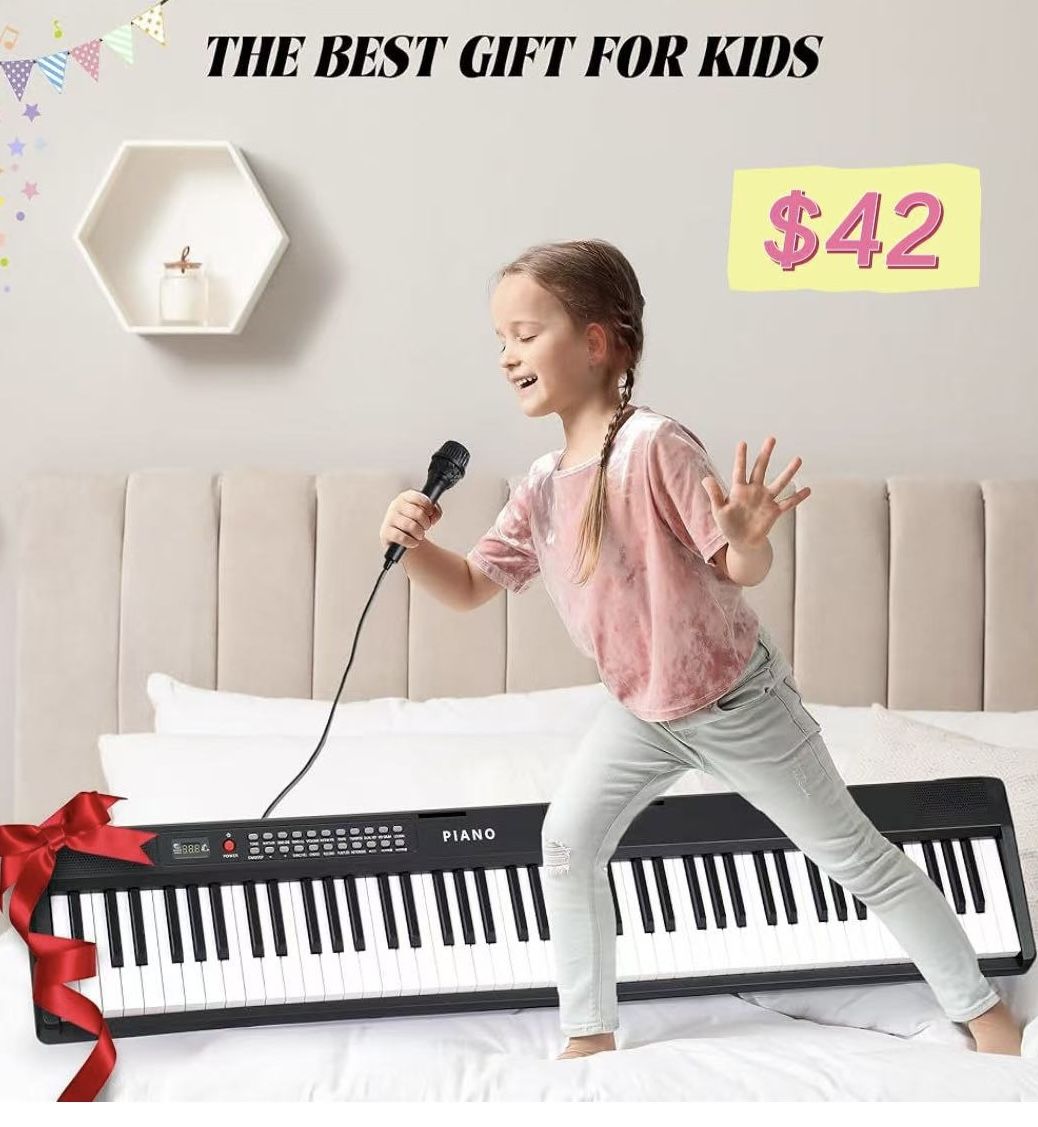 😀 Rengue Keyboard Piano,Beginner Electronic Keyboard for Kids with Teaching Mode,150 Demo Songs,1000 Tones,Piano Note Stickers & Simply Piano Lesson