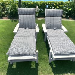 Set Of 2 Pool Chairs Adirondack Polywood Material Chaise