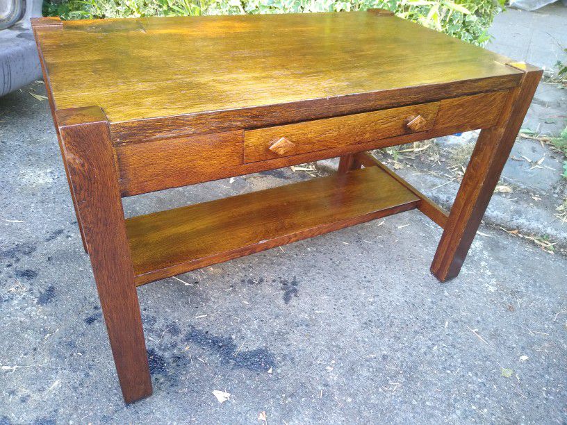 Antique Oak Craftsman Library Table or Desk 