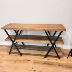 Move out sale! Rustic Wood and Metal Console Table with Shelf