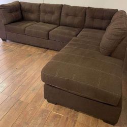 Dark Brown Sport/Casual Sofa Couch Sectional Laf/Raf Chaise🌟 New Brand 👌 