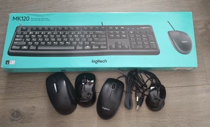 LOT PC Computer Mouse Wireless Wired USB Logitech Keyboard