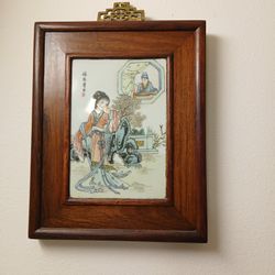 VINTAGE PORCELAIN HAND PAINTED TILE ART