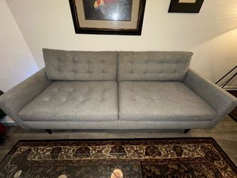 🛋️ Mid-Century Modern Grey Sofa - Crate & Barrel Petrie (86")