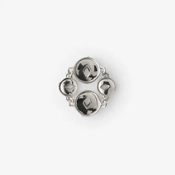 Burberry Hollow Medallion Ring In Silver