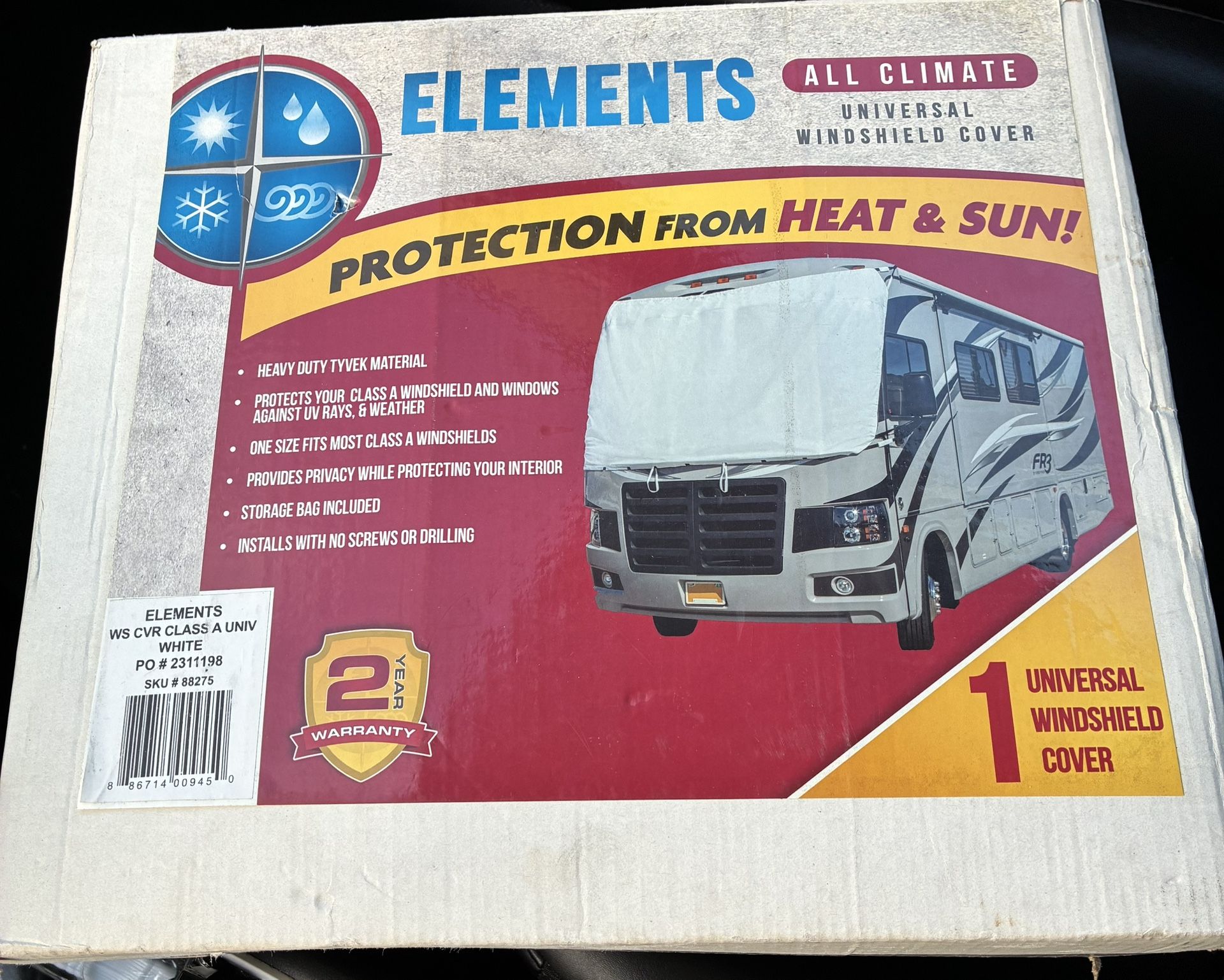 Elements Class A RV Windshield Cover 