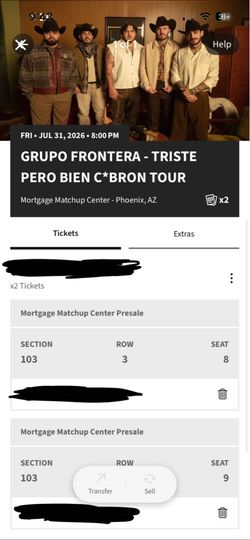 Grupo Frontera dos boletos $320