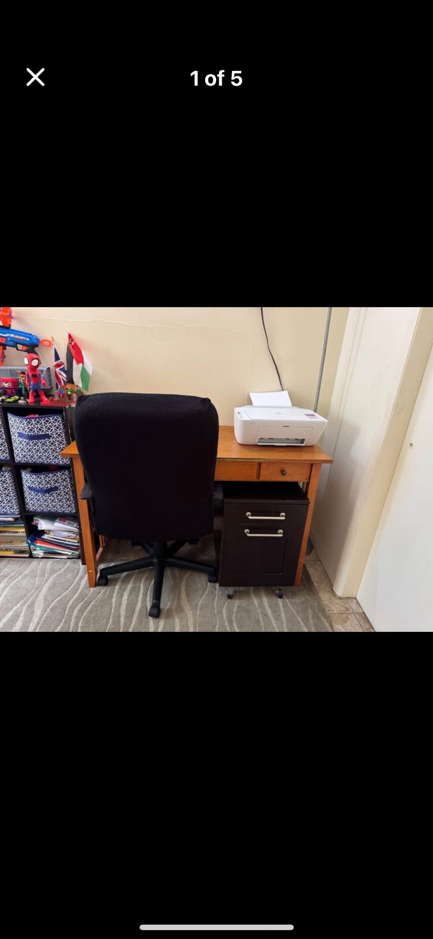  Wooden  Table With 1 Revolving Office   Chair And Work Closet 