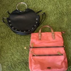 2 Piece Handbag Bundle 2 For $25.00. One Round No Brand And On Large Fossil 