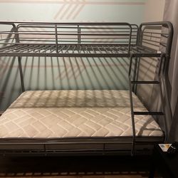 Twin Over Full Metal Bunk Bed, Gray