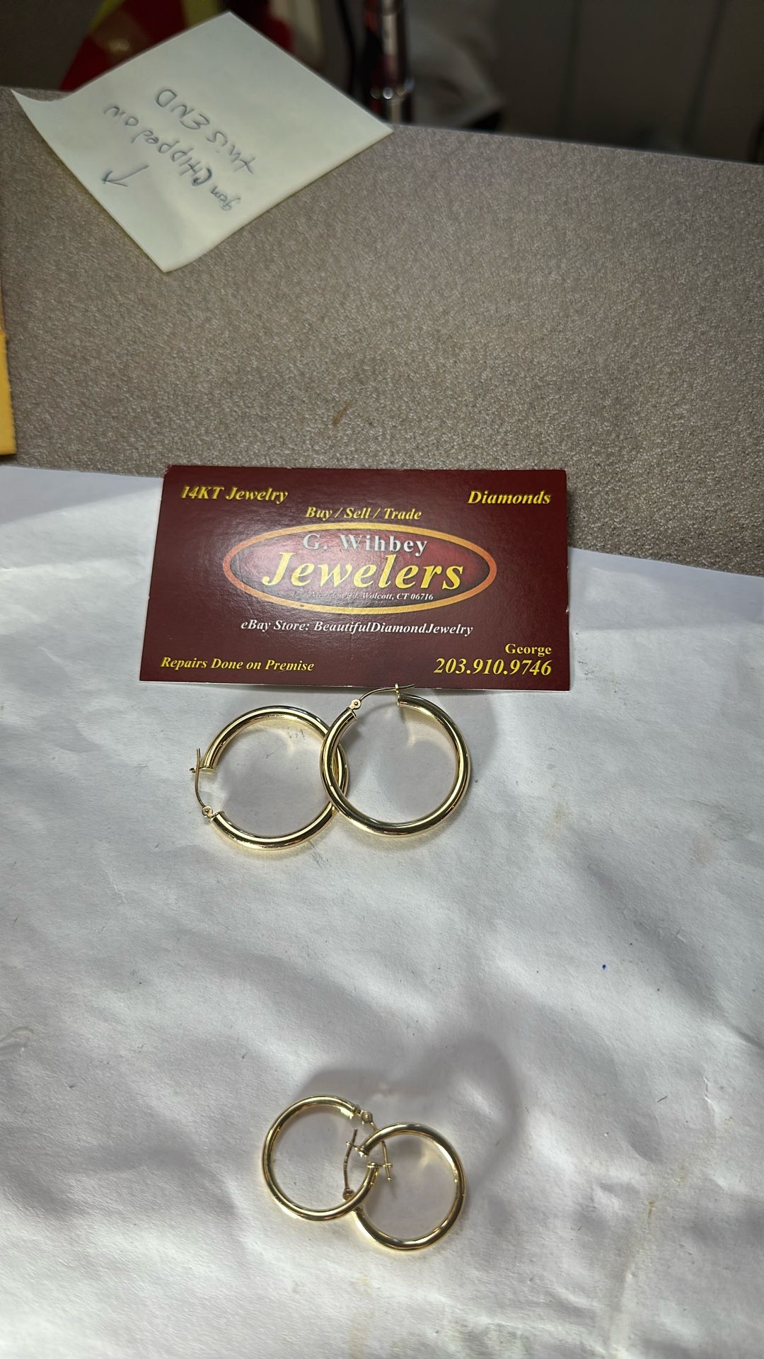 14 Kt Genuine Gold , Not Plated 1 1/4” Hoop Earrings