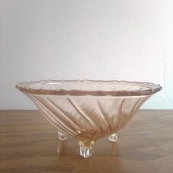 Vintage Pink Depression Glass Footed Dish