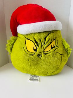 Dr. Seuss The Grinch Who Stole Christmas Holiday Furry Pillow Plush Decor 15"