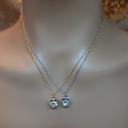 Crystal Heart Charm Rhinestone Necklace 