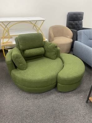 New Assembled Swivel Accent Chair w/ Ottoman, Swivel Barrel Chair - Cuddle Chairs Round Lounge Sofa