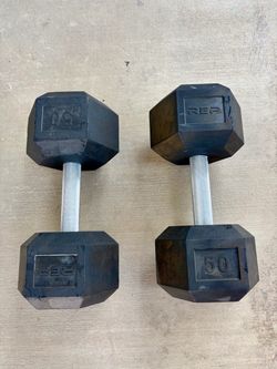 REP Fitness 50 lb Rubber Hex Dumbbells – Pair (100 lbs Total)