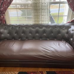 Brown Leather Sofa Set, Bonded Leather 