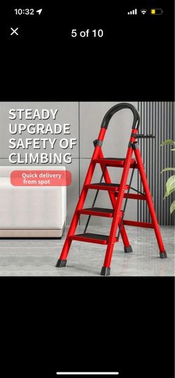 Red 4-Step Folding Step Ladder