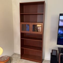 Brown Wood Bookshelf & DVD shelf
