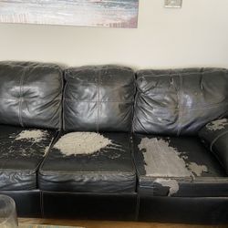 Free Black Faux Leather Sectional 