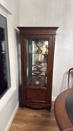 Wood and Glass Curio Display Cabinet