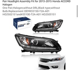 2013-2015 Honda Accord Halogen Headlight Assembly Pair