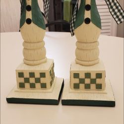 FOLK ART SNOWMAN CANDLE HOLDERS 